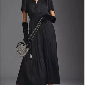 Black silk Anthropologie Somerset Dress